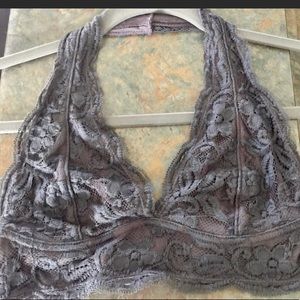 Urban Outfitters Gray Lace Halter Bralette